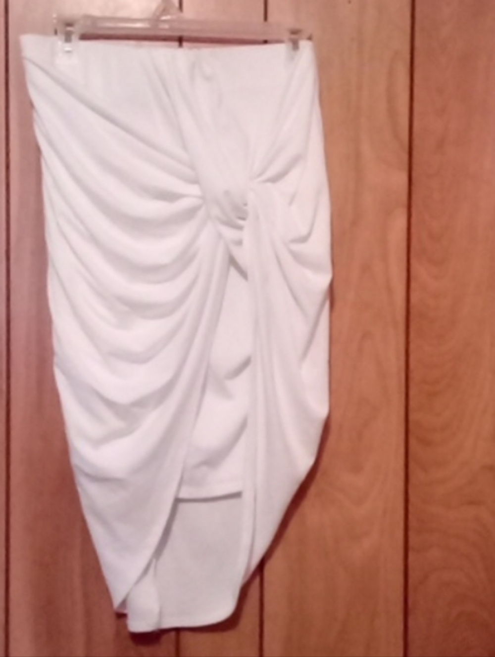 Hot Gal White Ribbed Knot-Front Skirt